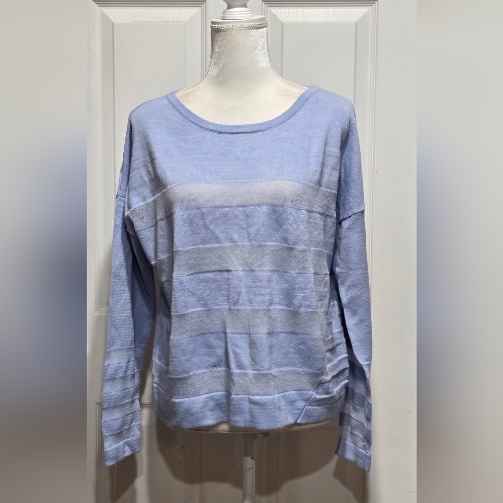Loft Light Blue Striped Sweater